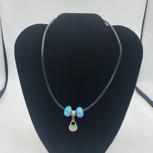 Cookie Lee 3 charmed necklace blue green pink